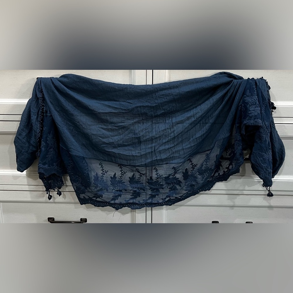 Blue denim wrap scarf shawl